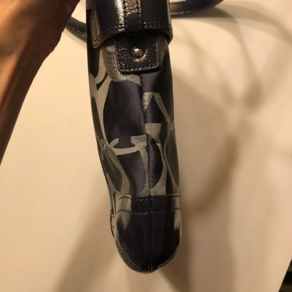 COACH silver blue optic c duffle shoulder bag
